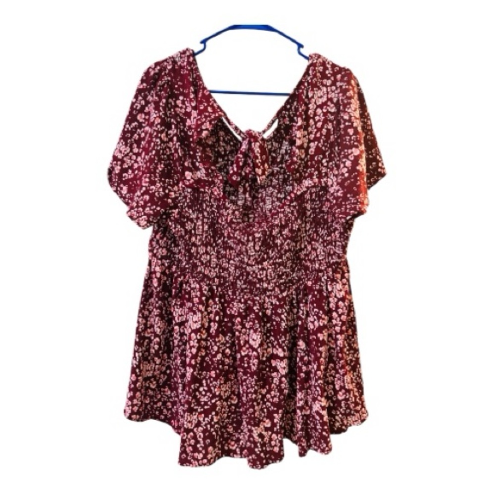 Torrid Burgundy Floral Blouse